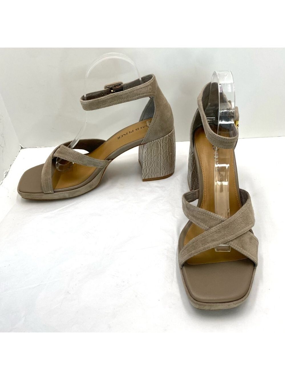 Donald Pliner Trista Criss Cross Suede Sandals Women's 9.5 Taupe Platform